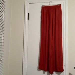 Zara Burnt Orange Silky Wide Leg Flare Pants